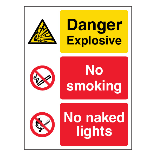 Danger Explosive No Smoking No Naked Lights Portrait Eureka Direct