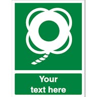 Custom Lifebuoy With Line Safety Sign