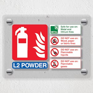 L2 Powder Fire Extinguisher - Acrylic Sign