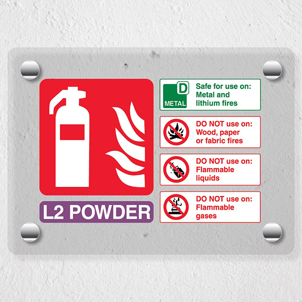 L2 Powder Fire Extinguisher - Acrylic Sign | SafetySigns4Less