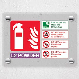 L2 Powder Fire Extinguisher - Acrylic Sign