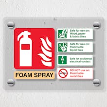 Foam Spray Safe For Electrical Fire Extinguisher - Acrylic Sign