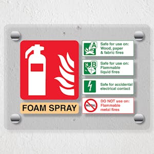 Foam Spray Safe For Electrical Fire Extinguisher - Acrylic Sign