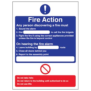 Fire Action - Any Person Discovering A Fire - Super-Tough Rigid Plastic
