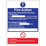 Fire Action - Any Person Discovering A Fire - Super-Tough Rigid Plastic
