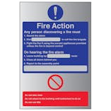 Fire Action - Any Person Discovering A Fire - Aluminium Effect