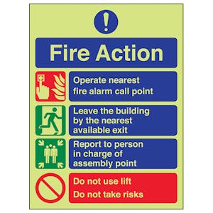 Glow In The Dark Fire Action Signs