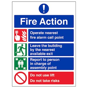 Fire Action  4 Point Do Not Use Lift- Super-Tough Rigid Plastic