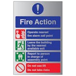4 Point Fire Action Notice - Do Not Use Lift - Aluminium Effect