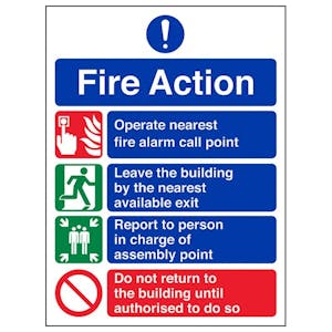 Eco-Friendly 4 Point Fire Action Notice