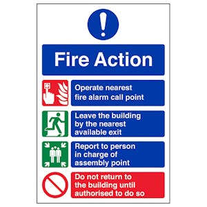 4 Point Fire Action Notice - Removable Vinyl