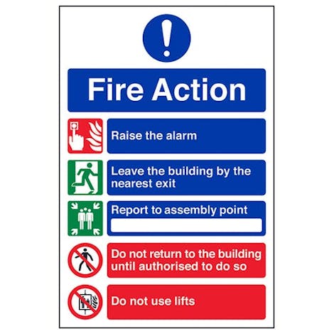 5 Point Fire Action Notice/Do Not Use Lifts