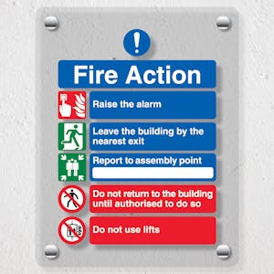 5 Point Fire Action Notice/Do Not Use Lifts - Acrylic Sign
