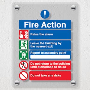 5 Point Fire Action Notice/Do Not Take Risks - Acrylic Sign