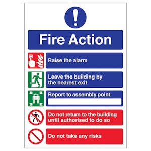 A4 - 5 Point Fire Action Notice/Do Not Take Risks