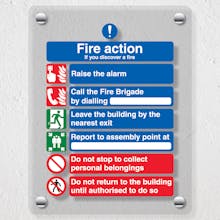 6 Point Fire Action - If You Discover A Fire - Acrylic Sign