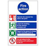 Eco-Friendly 4 Point Fire Action Notice/Operate Nearest Fire Alarm