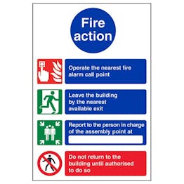 Eco-Friendly 4 Point Fire Action Notice/Operate Nearest Fire Alarm