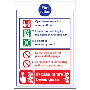 A4 - Fire Action Notice - In Case Of Fire Break Glass