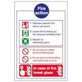 Eco-Friendly Fire Action Notice - In Case Of Fire Break Glass