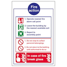 Fire Action Notice Break Glass - Removable Vinyl