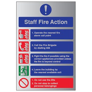 Staff Fire Action Notice - Aluminium Effect