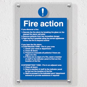 Hospital/Nursing Fire Action - On Hearing The Alarm - Acrylic Sign