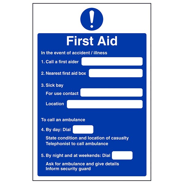 First Aid Action Notice | Safety Signs 4 Less