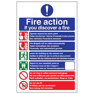Multi-Lingual Fire Action 6 Points - Portrait