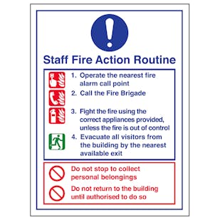 Staff Fire Action Routine Do Not Use Lifts - Portrait