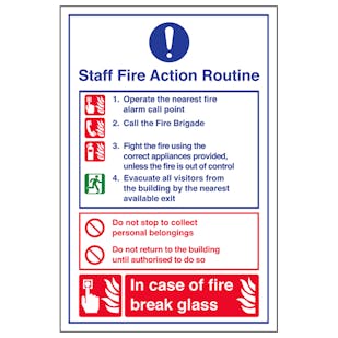 Staff Fire Action Routine Break Glass - Portrait