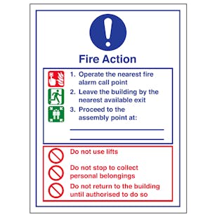 Fire Action Do Not Use Lifts - Portrait