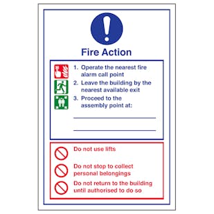 Fire Action Do Not Use Lifts - Portrait