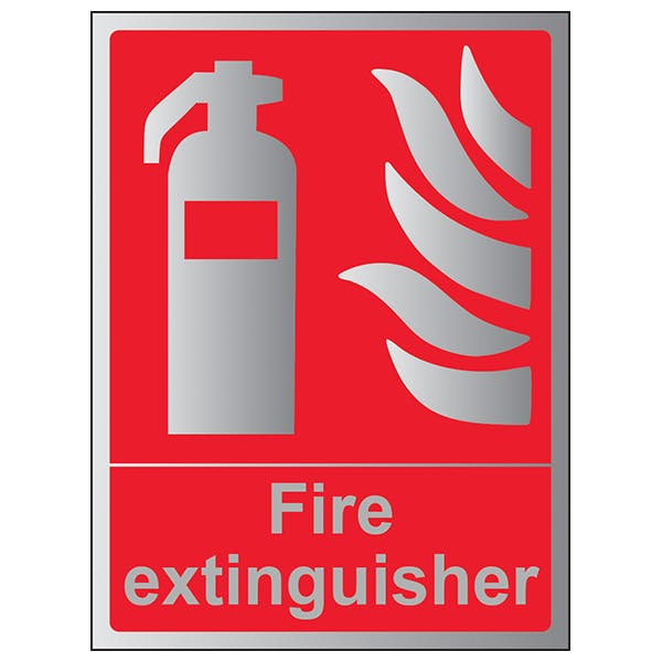 Fire Extinguisher Portrait Aluminium Effect Fire Equipment Signs