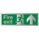 Fire Exit Arrow Up - Aluminium Effect