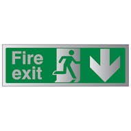 Aluminium Effect - Fire Exit Arrow Down