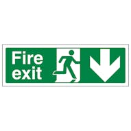 Fire Exit Arrow Down - Super-Tough Rigid Plastic