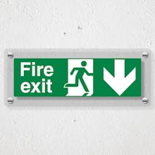 Fire Exit Arrow Down - Acrylic Sign