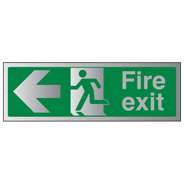 Fire Exit Arrow Left - Aluminium Effect | Fire Exit Signs | Fire Safety ...