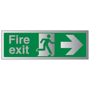 Fire Exit Arrow Right - Aluminium Effect