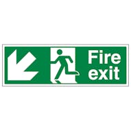 Fire Exit Arrow Down Left - Removable Vinyl