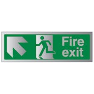 Aluminium Effect - Fire Exit Arrow Up Left