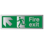 Fire Exit Arrow Up Left - Aluminium Effect