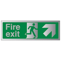 Fire Exit Arrow Up Right - Aluminium Effect