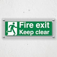 Fire Exit Keep Clear With Running Man - Acrylic Sign