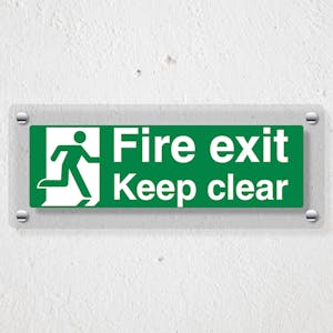 Fire Exit Keep Clear With Running Man - Acrylic Sign
