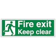 Fire Exit Keep Clear With Running Man - Removable Vinyl