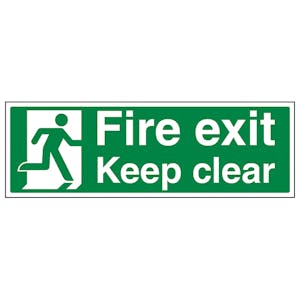 Fire Exit Keep Clear With Running Man - Removable Vinyl