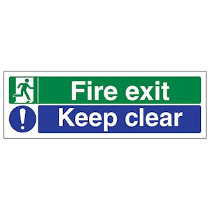 Fire Exit/Keep Clear - Super-Tough Rigid Plastic