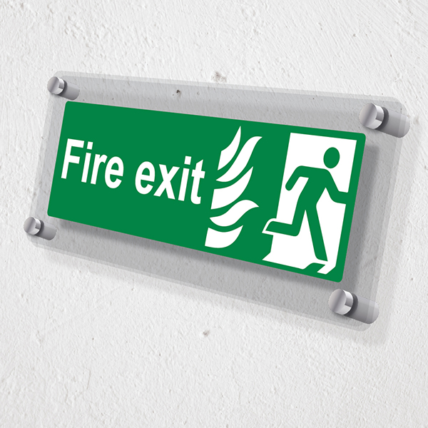 vsafety 14028 ax-g Fire Exit sign, NHS finale Fire Exit Man diritto, plastica, paesaggio, 300 mm x 100 mm, colore: verde
